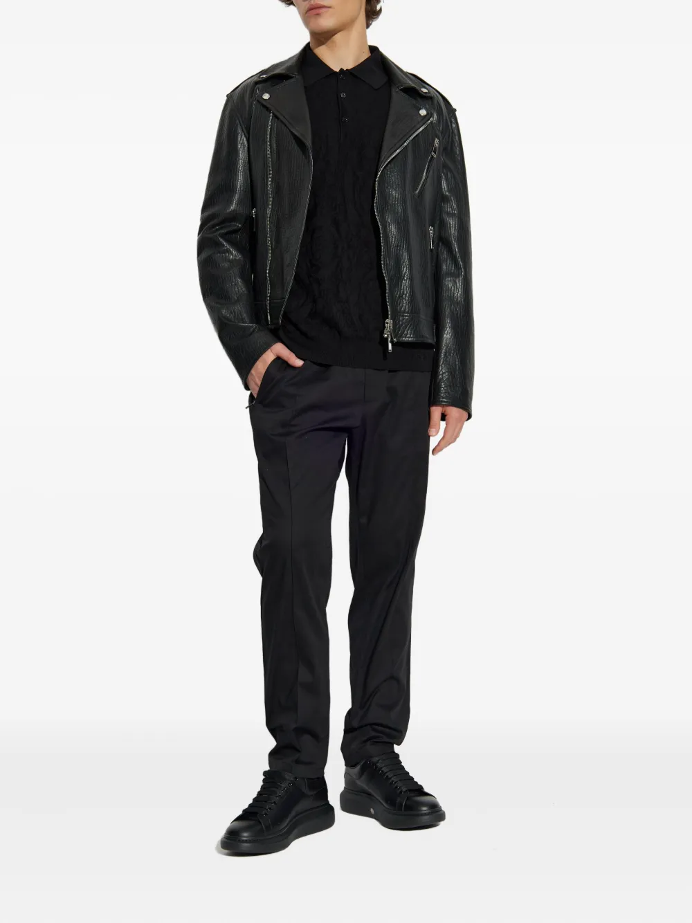 Alexander McQueen textured leather biker jacket | Biker Jackets | Image 2