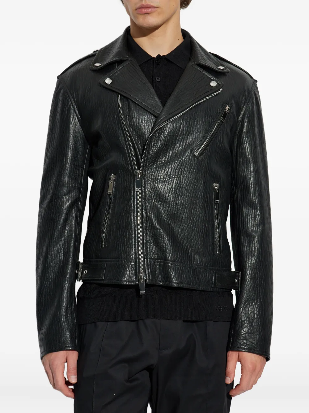 Alexander McQueen Leren bikerjack Zwart