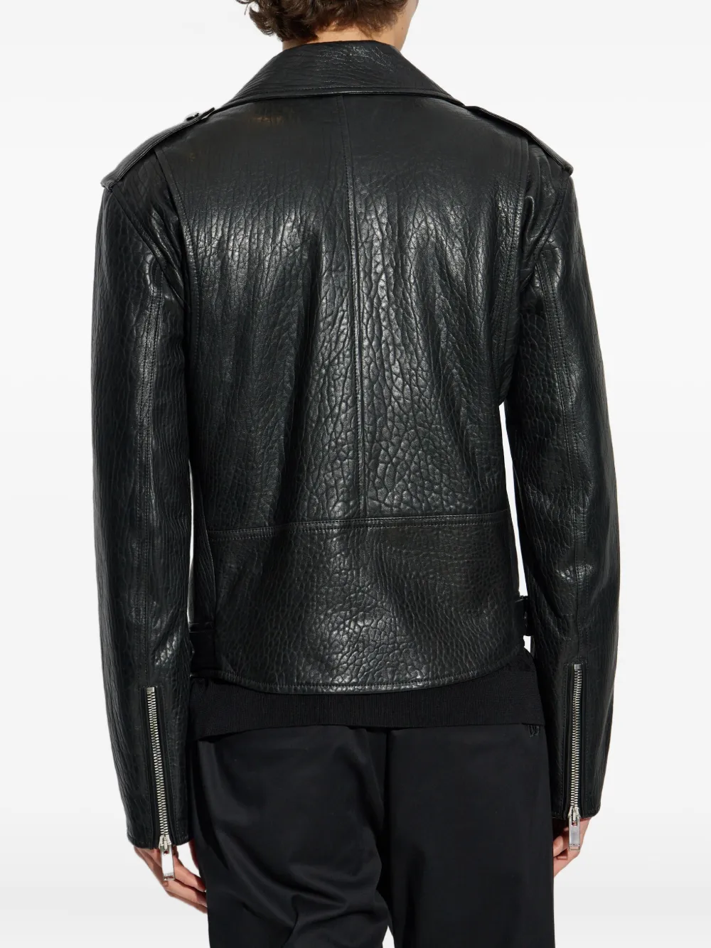 Alexander McQueen Leren bikerjack Zwart