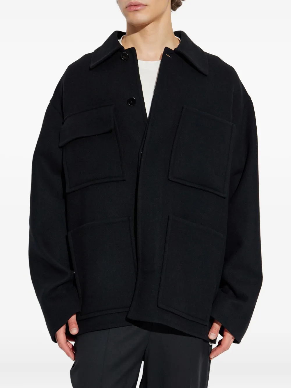 Jil Sander boxy double-pocket jacket Zwart