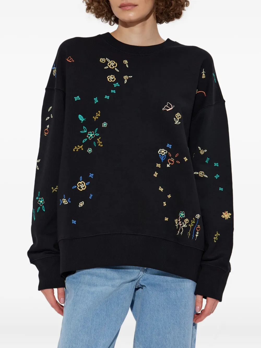 PS Paul Smith Sweater met geborduurde bloemen Zwart