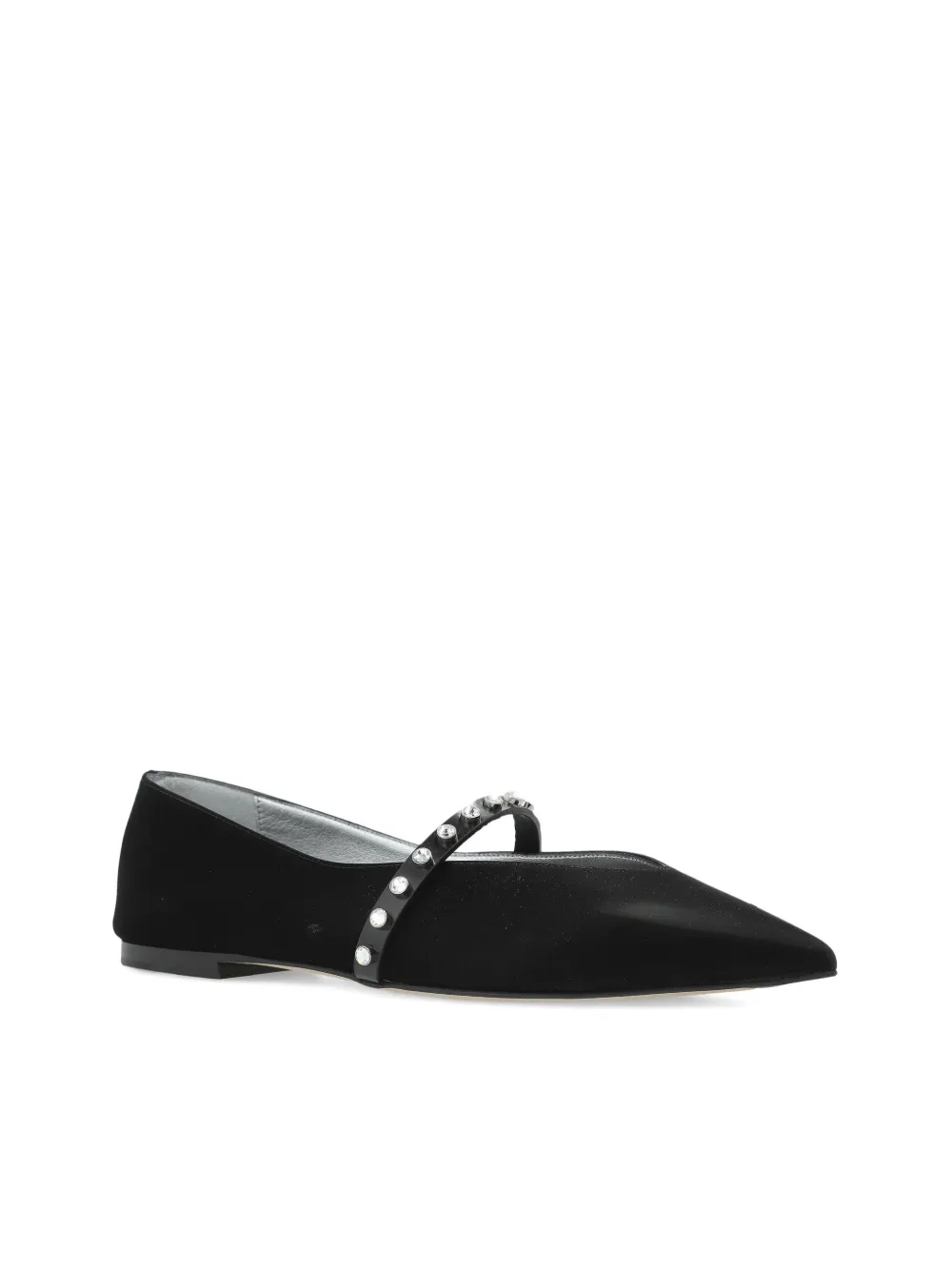 Alexander Mcqueen Mcqueen Crystal Embellished Pointed Toe Mary Jane Flat In Black