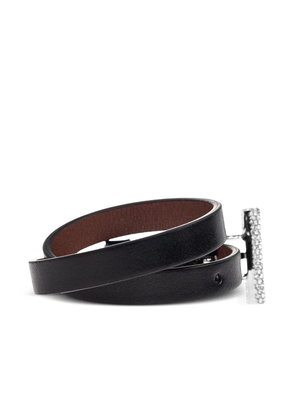 Alexander Mcqueen Rhinestone-embellished Leather Bracelet In Black