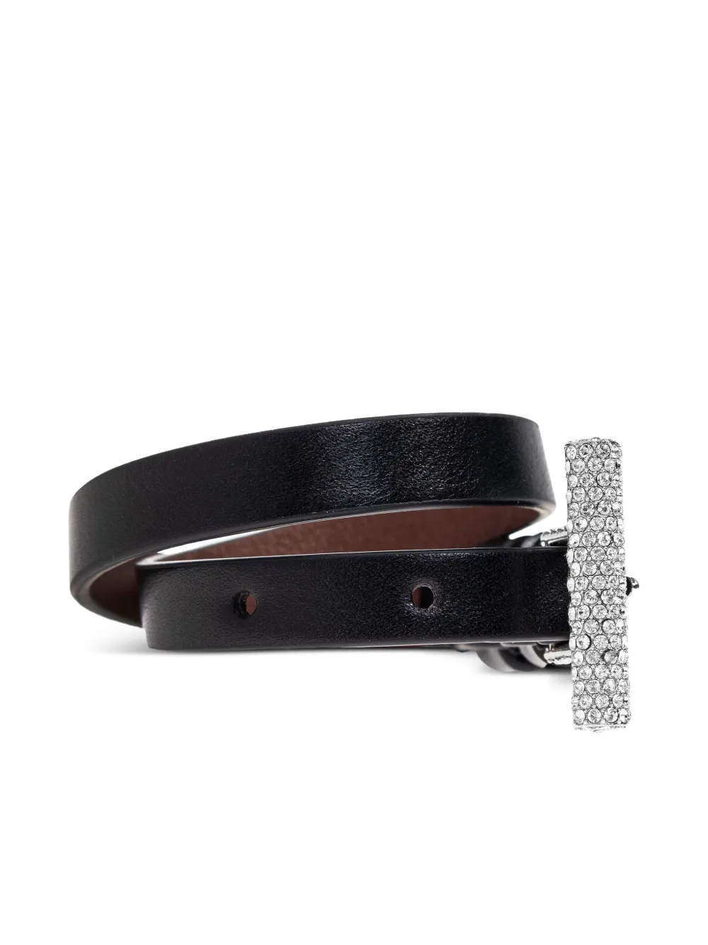 Alexander Mcqueen Rhinestone-embellished Leather Bracelet In Black