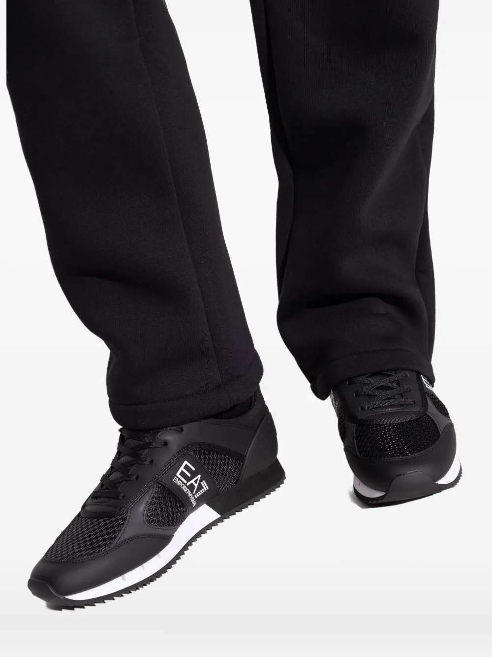Ea7 Logo-embellished Lace-up Sneakers In Black