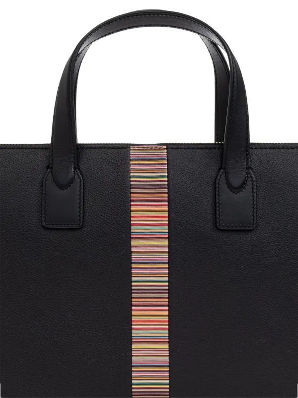 バッグ Paul Smith Stripe Leather Tote Bag Black Paul Smith Striped Laptop Bag | Black | FARFETCH SG