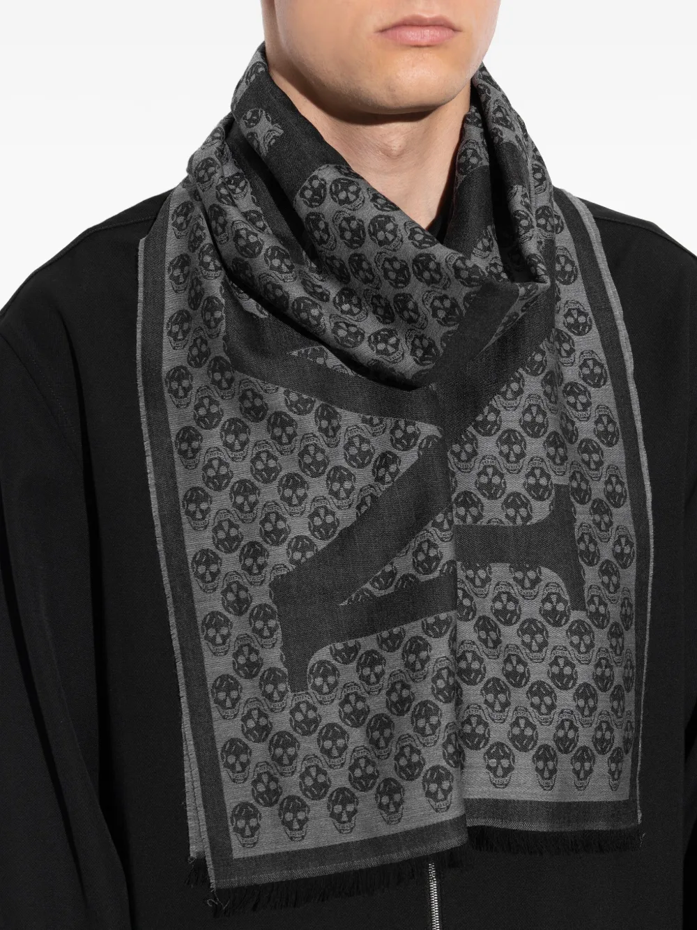 Alexander McQueen Sjaal met doodskopprint Zwart
