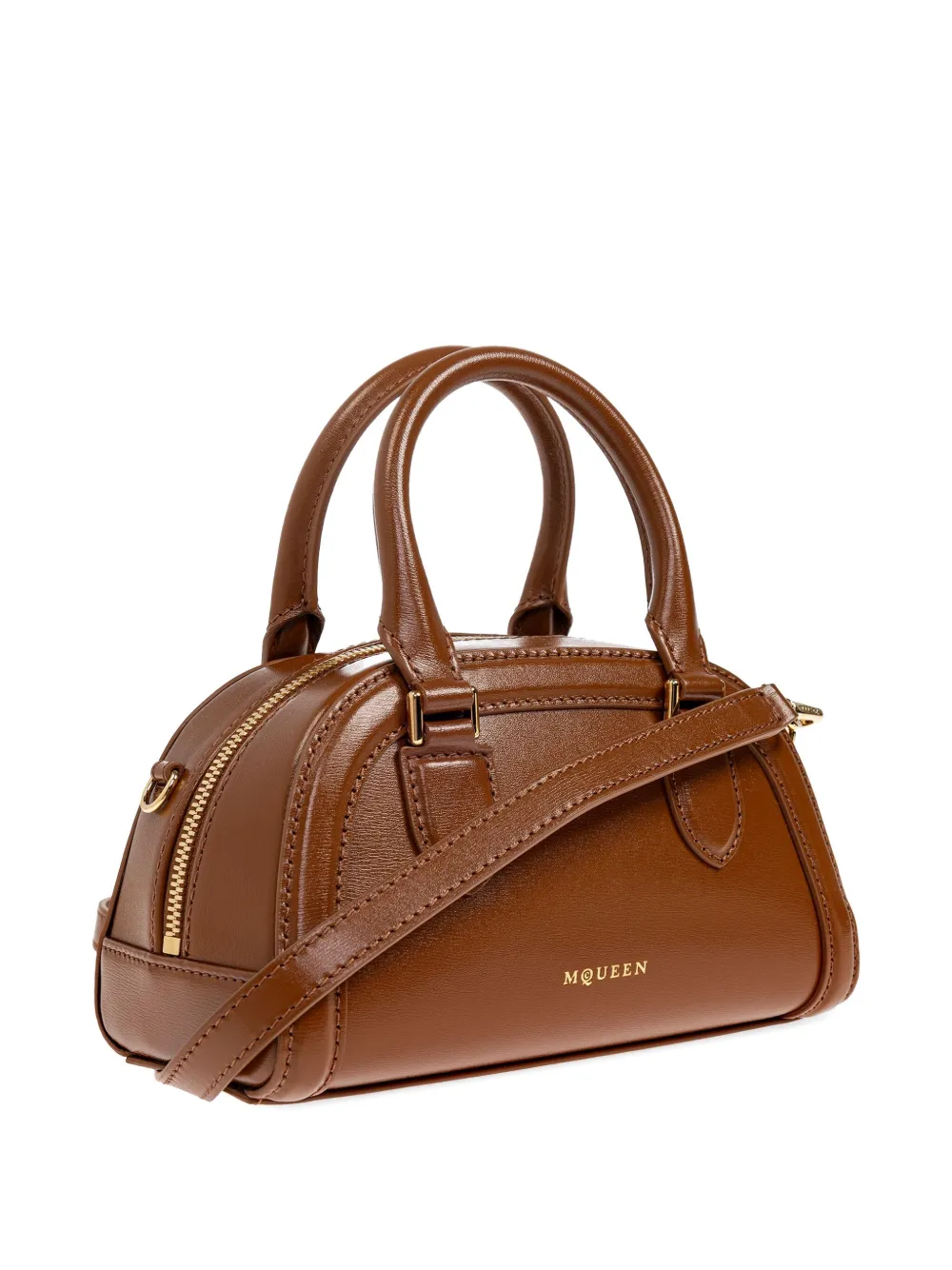 Alexander McQueen Leren mini-shopper met structuur Bruin