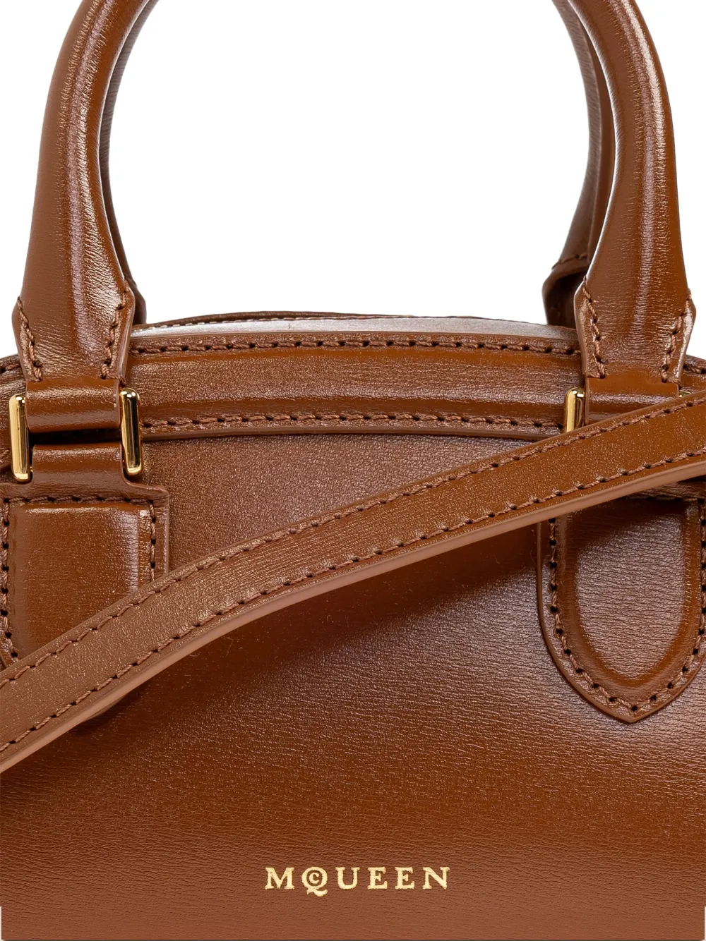 Alexander McQueen Leren mini-shopper met structuur Bruin