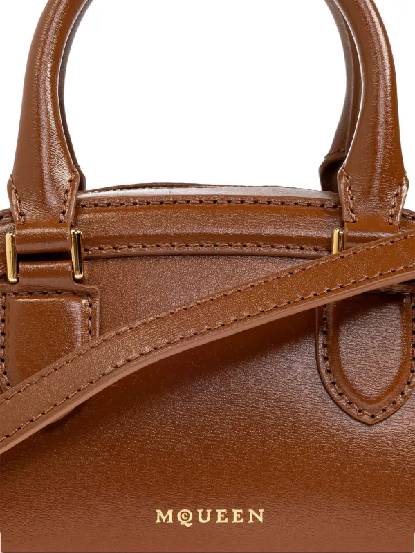 Alexander McQueen Mini Structured Leather Tote Bag | Brown | FARFETCH