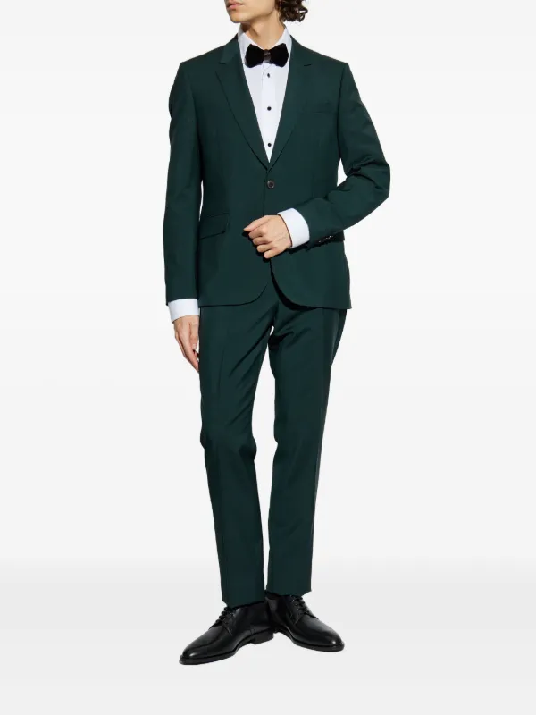 PaulSmithダークグリーン ベルベットスーツ Paul Smith two-piece single-breasted Suit | Green | FARFETCH