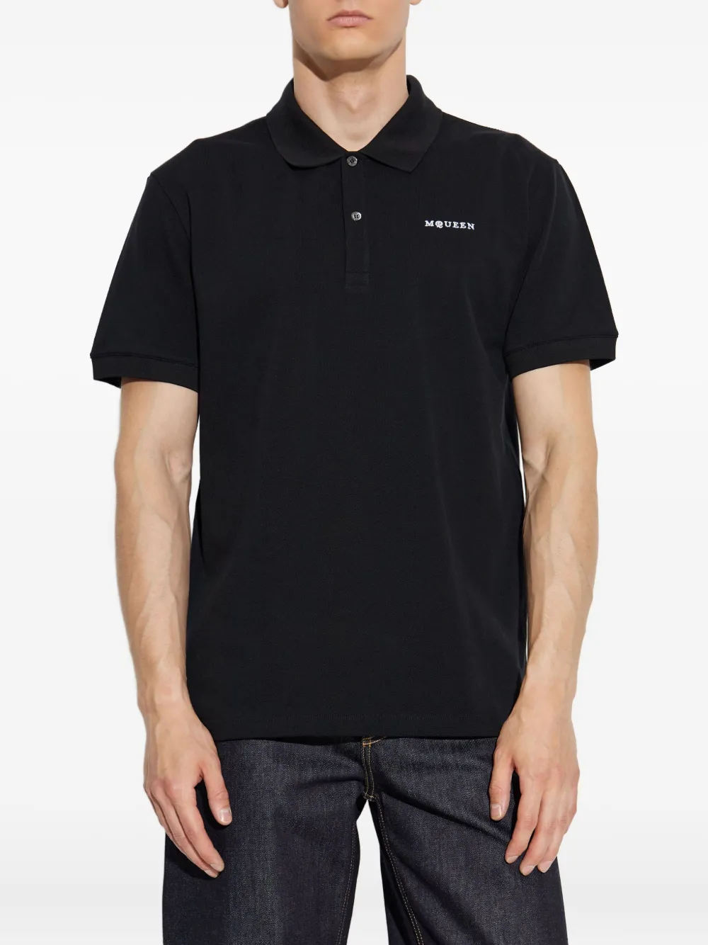 Alexander McQueen Katoenen poloshirt met geborduurd logo Zwart