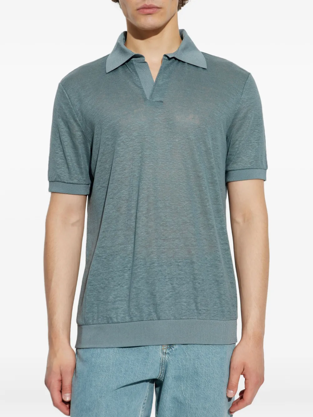 Giorgio Armani Linnen T-shirt Blauw