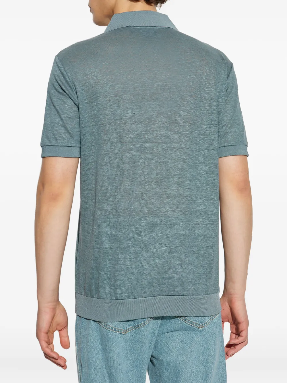 Giorgio Armani Linnen T-shirt Blauw
