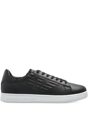 Emporio Armani Icon logo-perforated Leather Sneakers | Black
