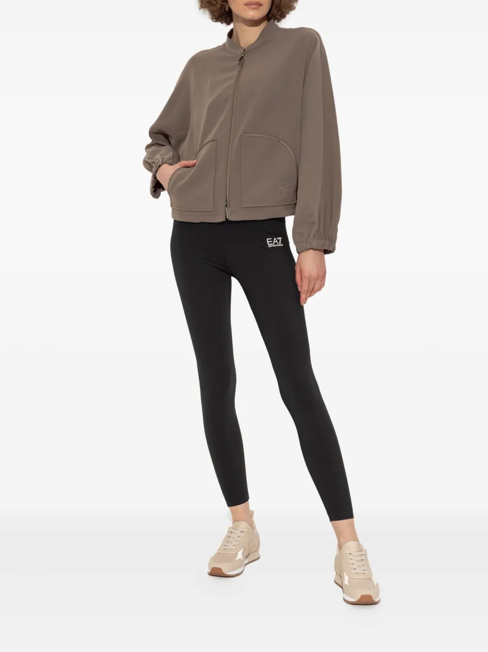Ea7 Emporio Armani Leren sneakers Beige