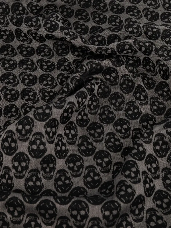 Alexander McQueen スカルパターン フリンジ スカーフ | ブラック