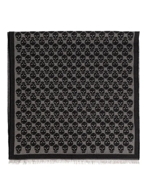 Écharpe frangée à motif tête de mort - Alexander McQueen - Modalova