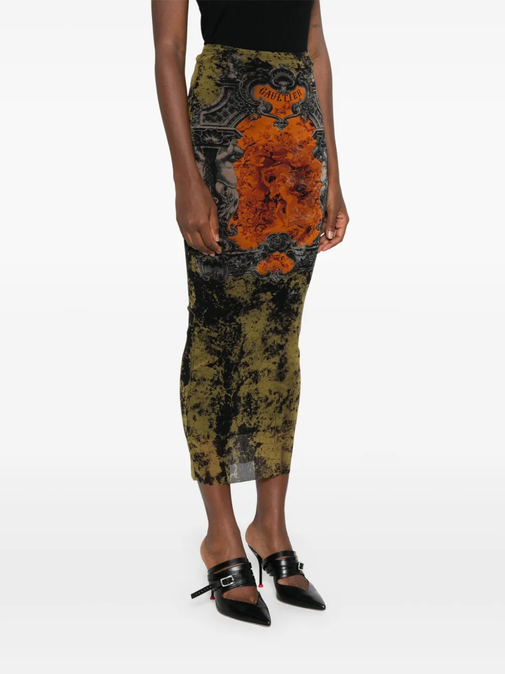 Jean Paul Gaultier Rok met barokprint Oranje