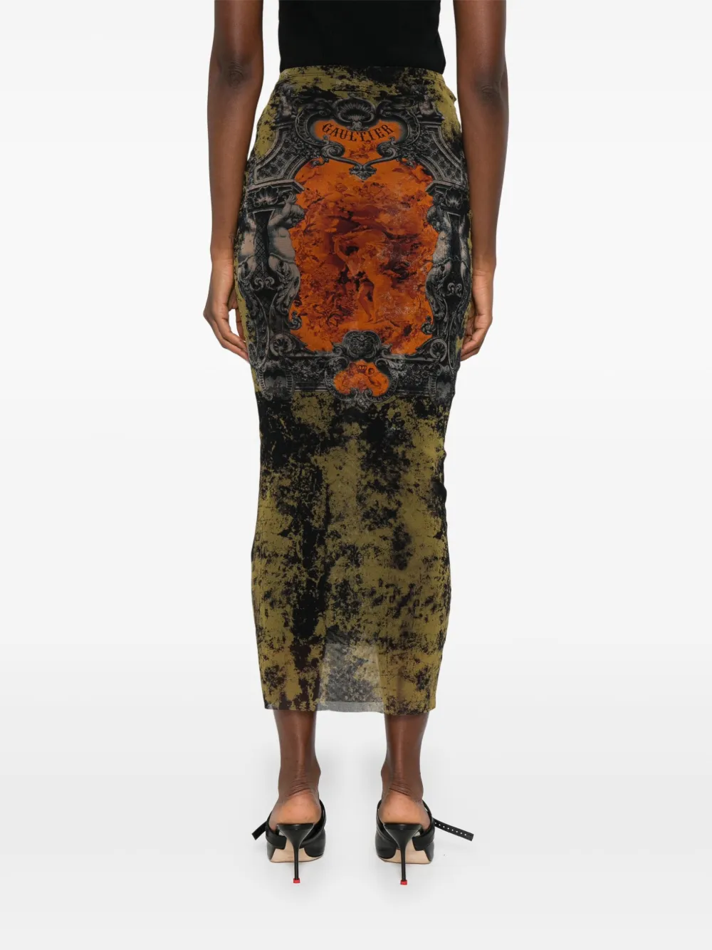 Jean Paul Gaultier Rok met barokprint Oranje