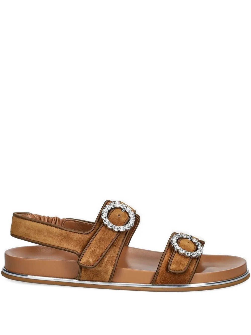 Baldinini Buckle-embellished Suede Sandals In Brown