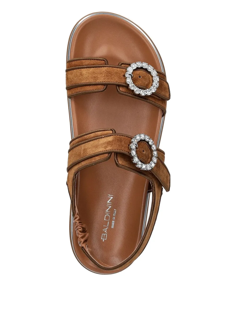 Baldinini Buckle-embellished Suede Sandals In Brown