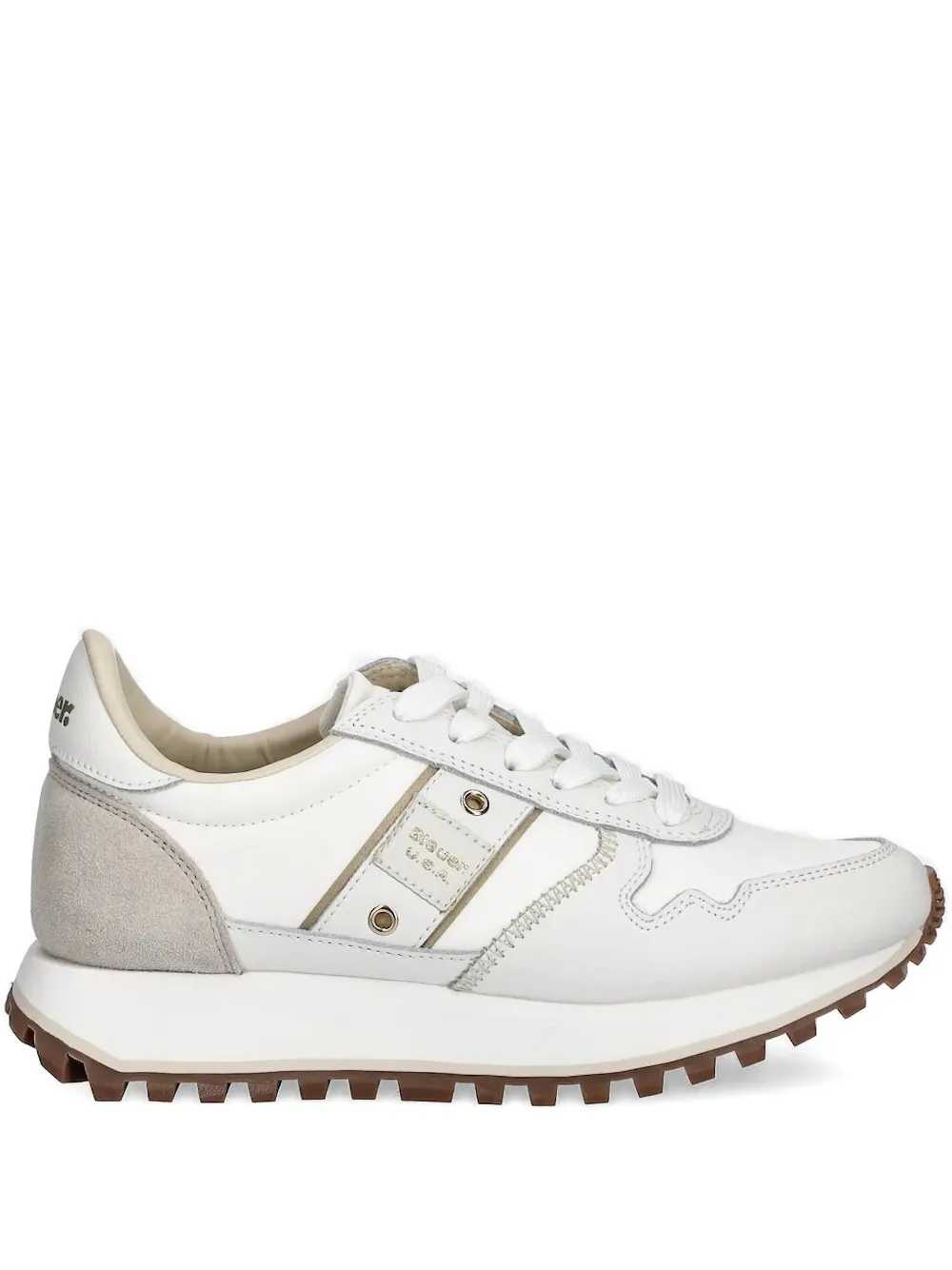 Blauer Leren sneakers met logodetail Wit