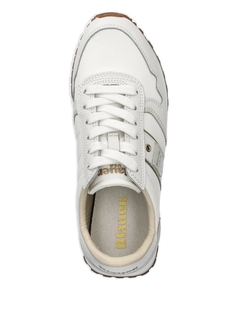 Blauer Leren sneakers met logodetail Wit