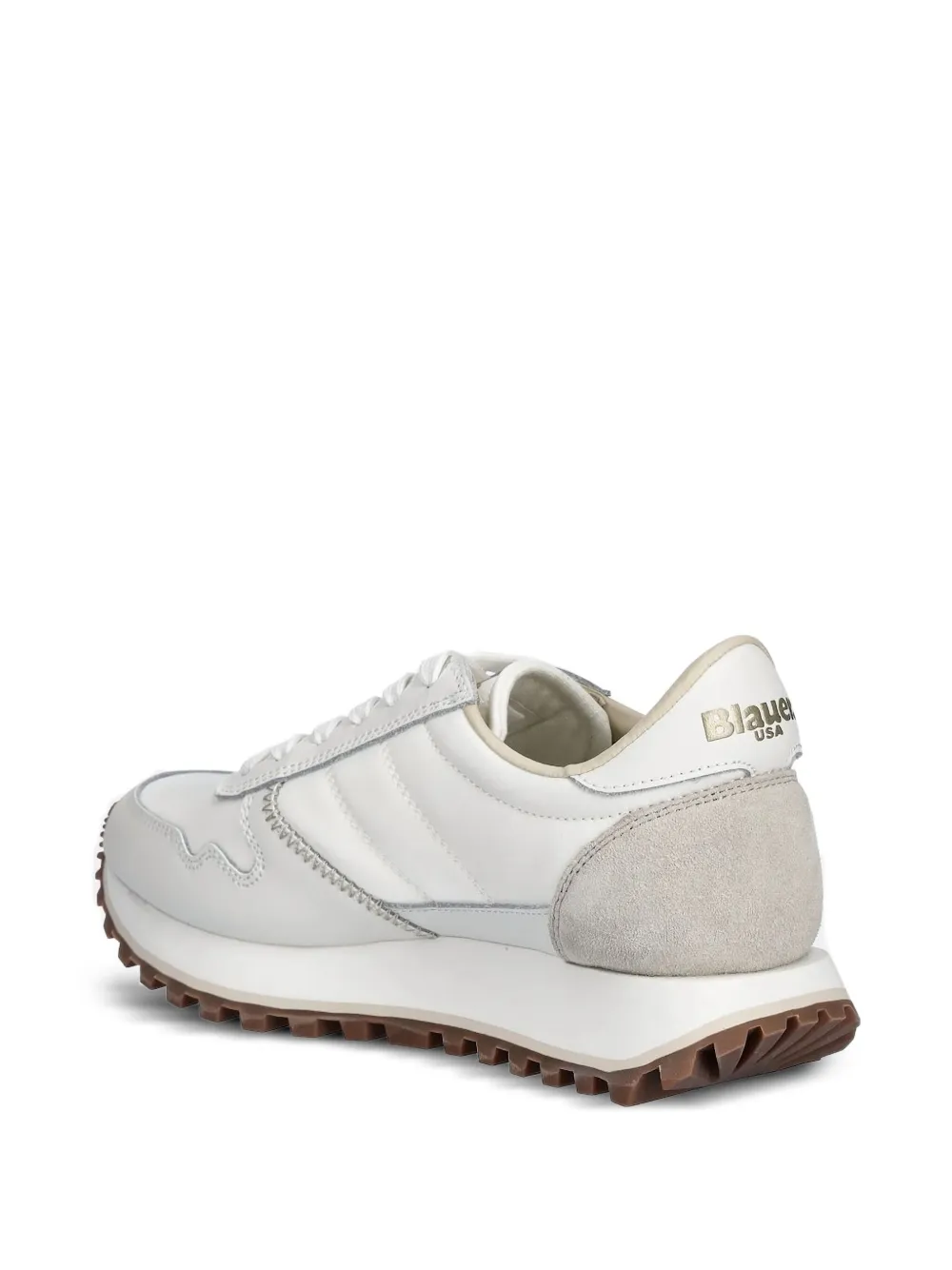 Blauer Leren sneakers met logodetail Wit