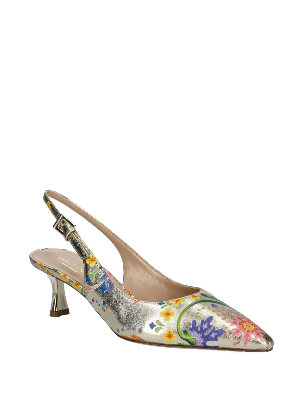 Baldinini floral-print slingback pumps Gold