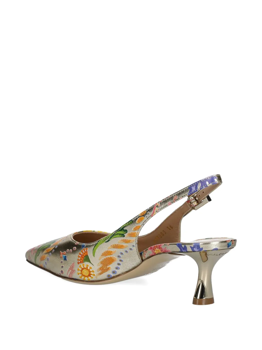 Baldinini floral-print slingback pumps Gold