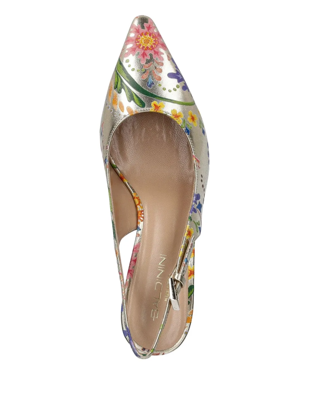 Baldinini floral-print slingback pumps Gold