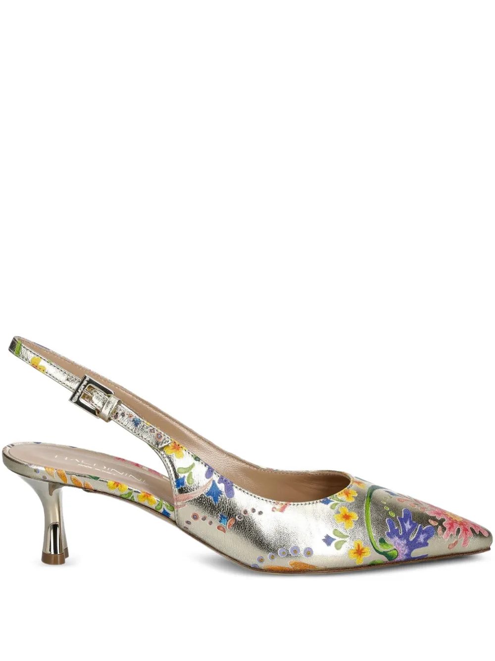 Baldinini Slingback pumps met bloemenprint Goud