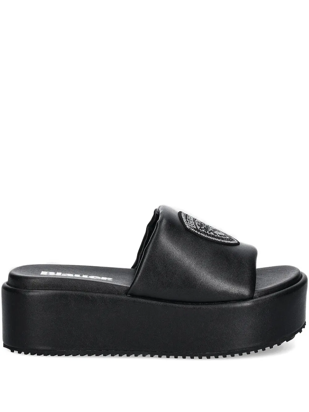 Blauer embellished platform slides Black