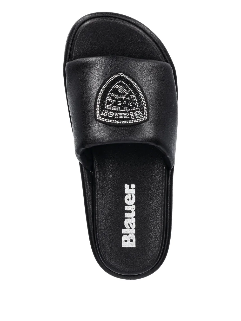 Blauer Verfraaide slippers met plateauzool Zwart