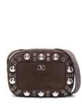 Valentino Garavani Nellcote eyelet-embellished suede shoulder bag - Brown