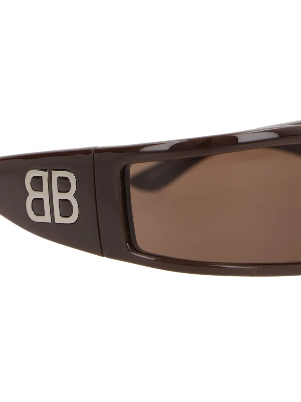 Balenciaga Zonnebril met rechthoekig montuur en BB-logo Bruin