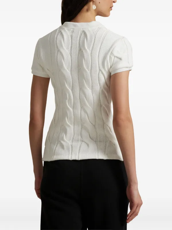 Polo Ralph Lauren cable-knit Polo Top | White | FARFETCH ZA