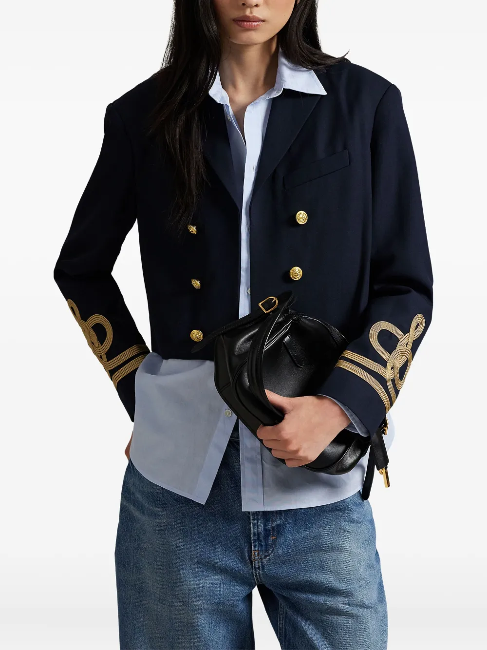 Polo Ralph Lauren Cropped Rope-detail Jacket In Blue