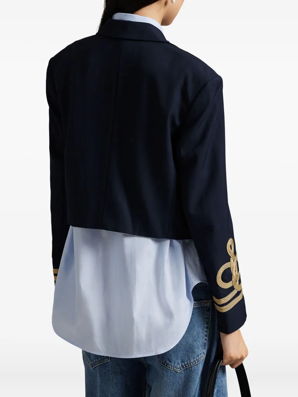 Polo Ralph Lauren Cropped Rope-detail Jacket In Blue