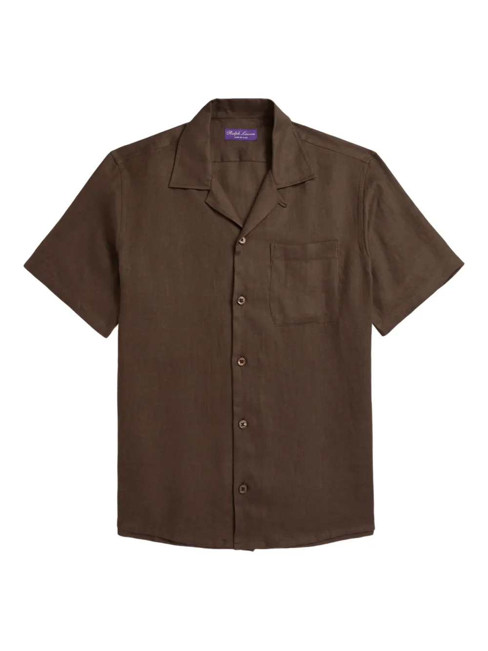 Ralph Lauren Purple Label ショートスリーブ リネンシャツ - ブラウン Ralph Lauren Purple Label ショートスリーブ リネンシャツ - ブラウン