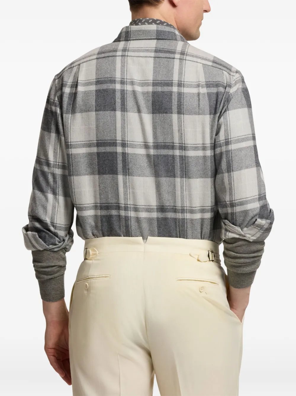 Ralph Lauren Purple Label Geruit overhemd met borstzak Grijs