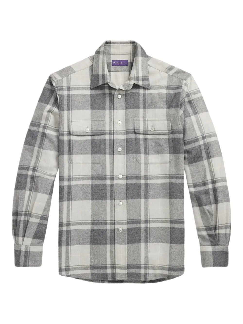 Ralph Lauren Purple Label Geruit overhemd met borstzak Grijs
