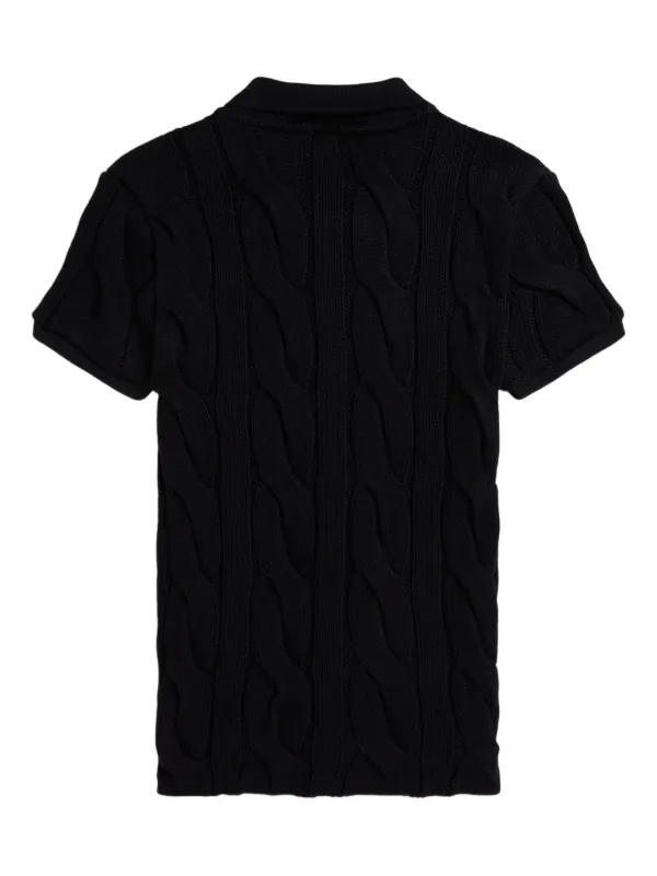 Polo Ralph Lauren cable-knit Polo Shirt | Black | FARFETCH