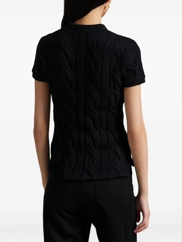 Polo Ralph Lauren cable-knit Polo Shirt | Black | FARFETCH