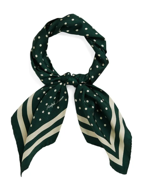 Ralph Lauren Purple Label polka-dot Silk Scarf | Green