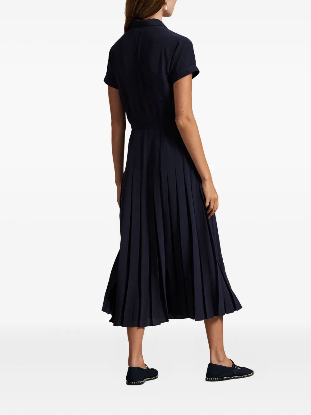 Polo Ralph Lauren pleated pocket midi dress Blauw