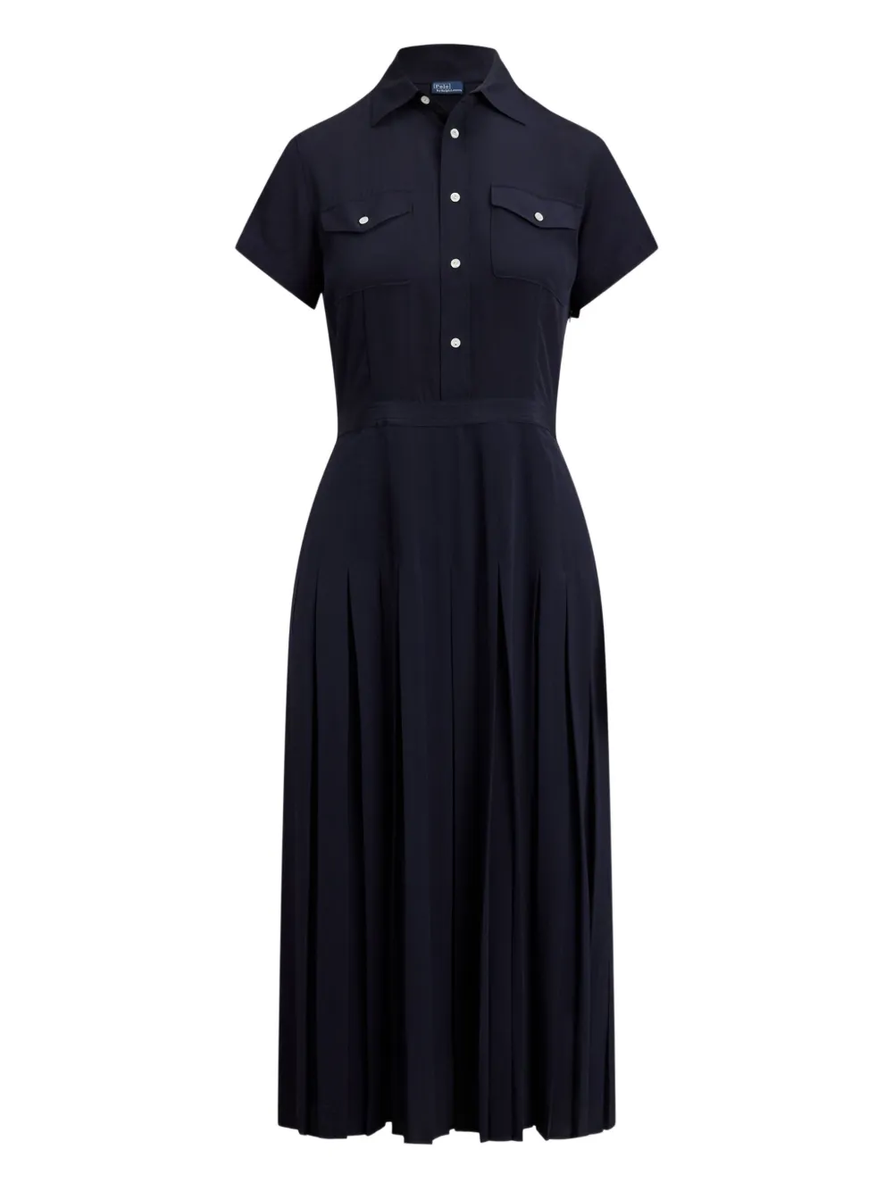Polo Ralph Lauren pleated pocket midi dress Blauw