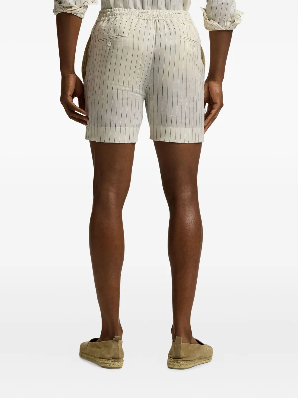 Ralph Lauren Pinstripe Drawstring Shorts In Neutral