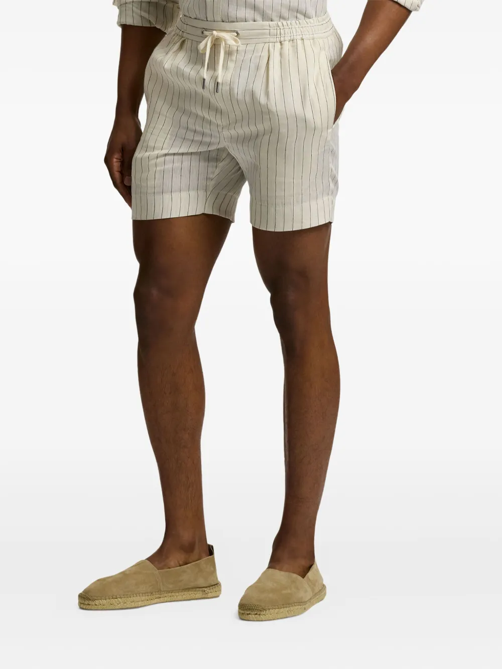 Ralph Lauren Pinstripe Drawstring Shorts In Neutral